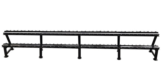 Ablage für Kurzhantelsätze, 2 Reihig für 20 Paare, Ständer / Regal für Hanteln, mit Ablageschalen, DankSport, Farbe Schwarz - NEU
