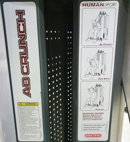 Star Trac Human Sport AB Crunch, Arm Curl, Bauch- und Bizepsmaschine, 2-in-1 Kombimaschine - Polster Schwarz, gebraucht - überholter Zustand