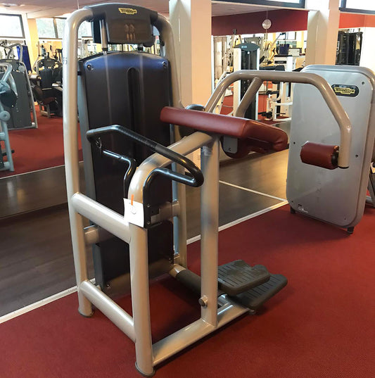 TechnoGym Gluteusmaschine, Pomaschine stehend, Glute, Selection Line - Neues Modell mit Plastikverkleidung, Polster Braun, gebraucht - überholter Zustand