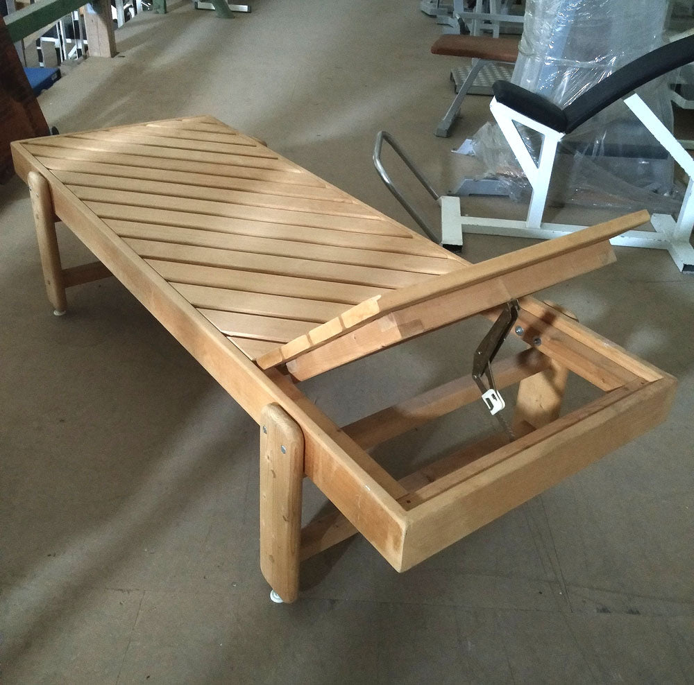 Sauna lounger, relaxation lounger, lounger, wood, used