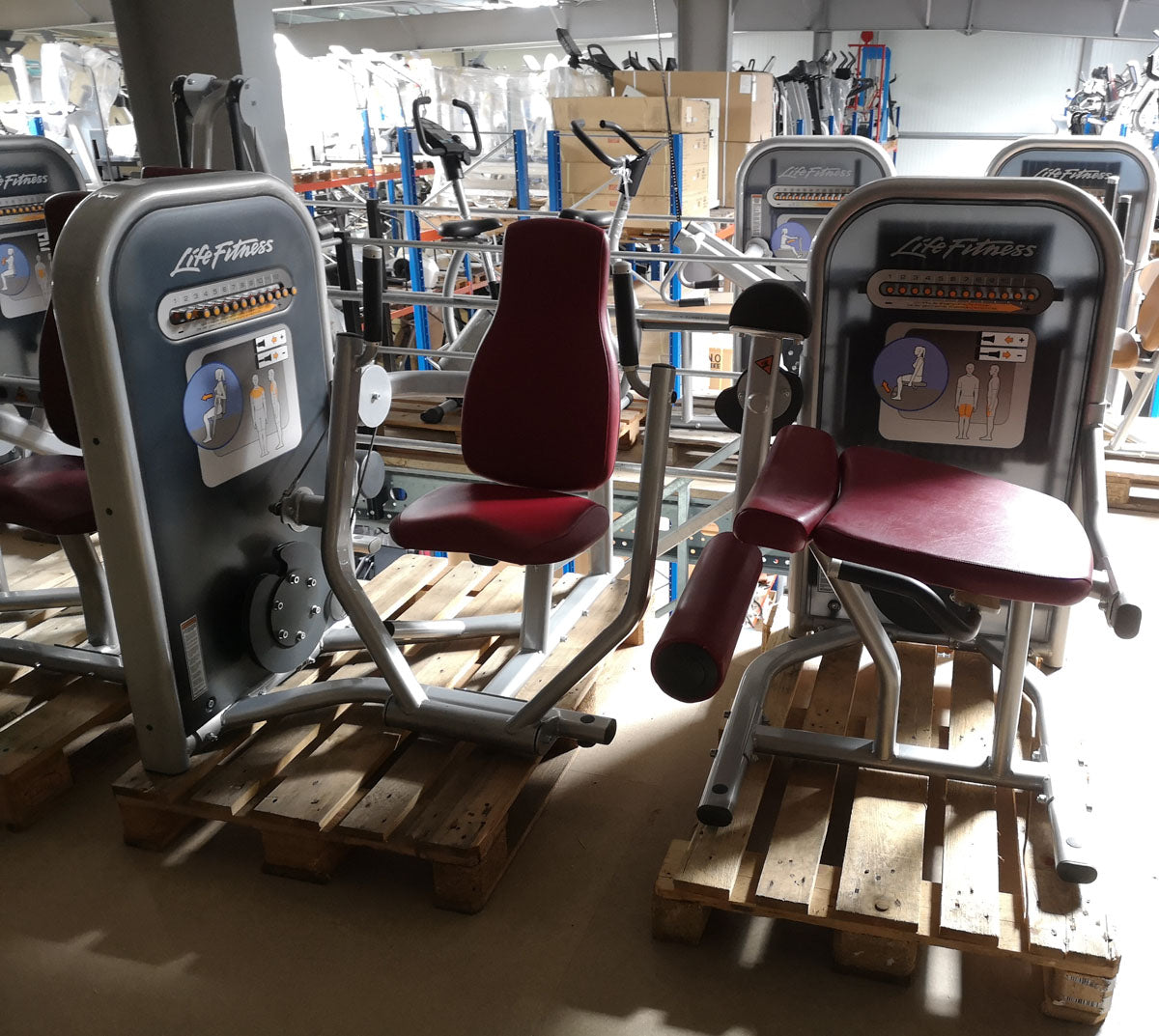 Life Fitness Zirkel mit 8 Fitnessgeräten, Circuit Series Set, Polster Rot, gebraucht - überholter Zustand