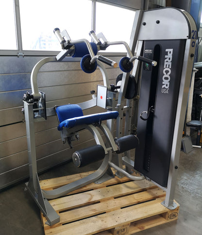 Precor Abdominal Crunch Machine, Jackknife, Abdominal Crunch, Frame Color Silver, Upholstery Color Blue, Used - Refurbished Condition