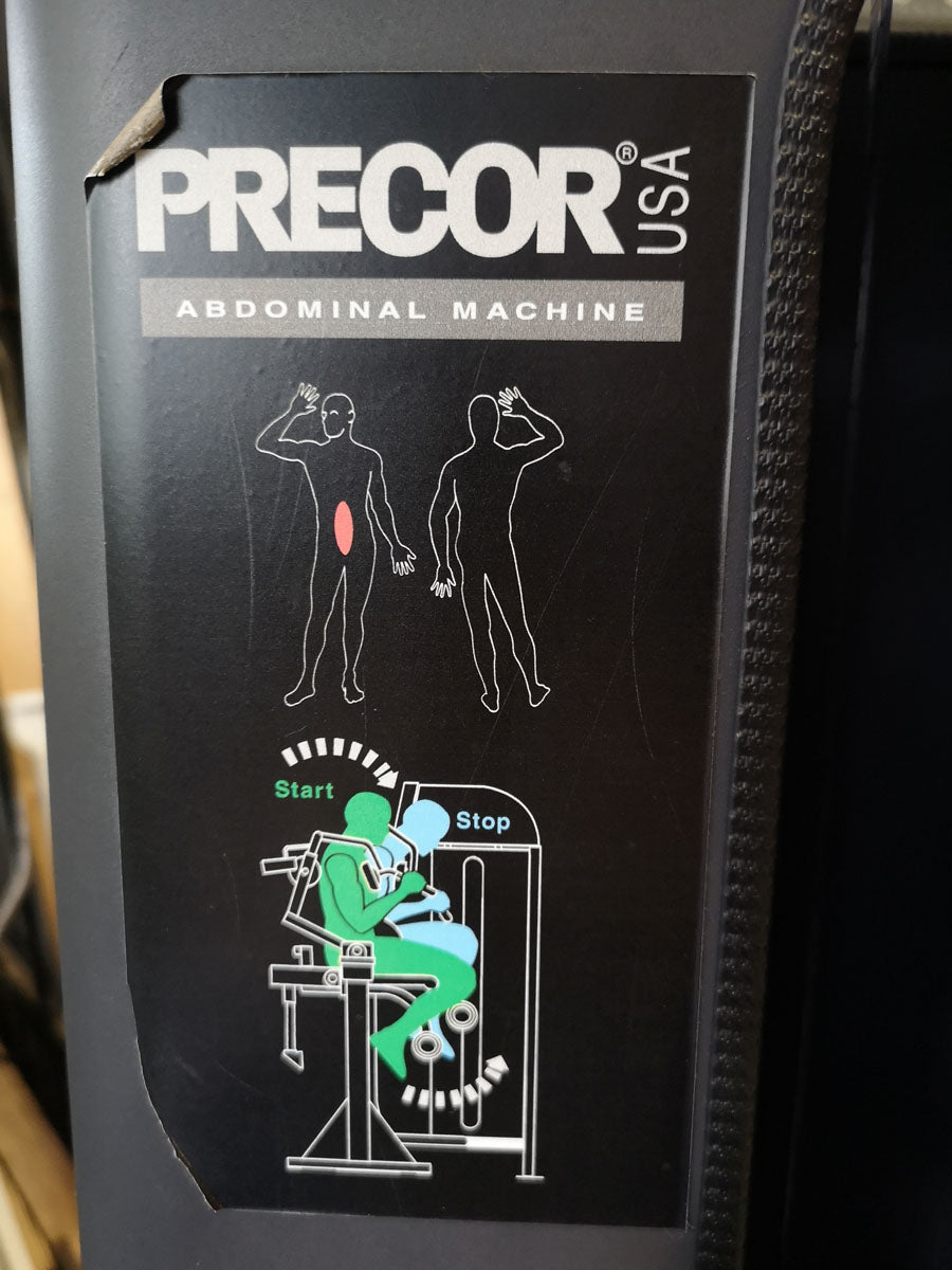 Precor Abdominal Crunch Machine, Jackknife, Abdominal Crunch, Frame Color Silver, Upholstery Color Blue, Used - Refurbished Condition