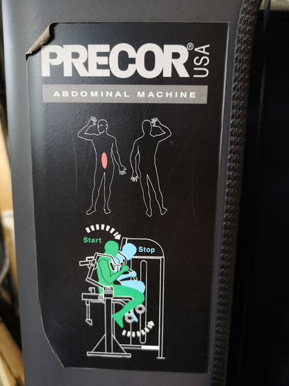Precor Abdominal Crunch Machine, Jackknife, Abdominal Crunch, Frame Color Silver, Upholstery Color Blue, Used - Refurbished Condition