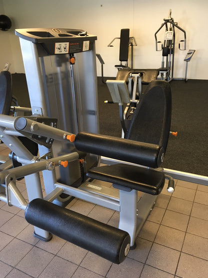 Inotec Kraftgeräteset mit 28 Fitnessgeräten, 18 Kraftgeräte, 10 Bänke und Racks, Natural Line, Silber, Polster Schwarz, gebraucht, überholter Zustand