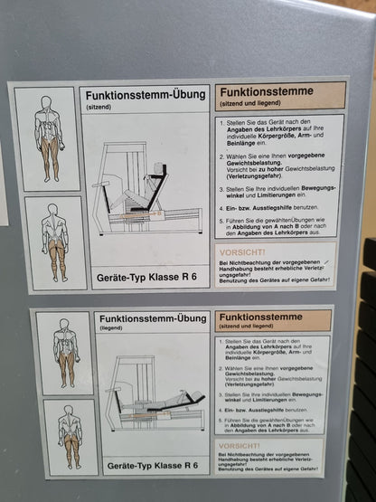 Kaphingst Funktionsstemme, verstellbare Beinpresse, mit Kippkreisel, MPG, Rahmenfarbe Weiß, Polsterfarbe Blau, gebraucht - überholter Zustand