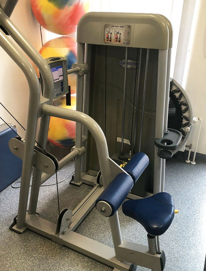 Ergo-Fit Latzugmaschine von oben, Pulldown, Lat Pull 4000 Serie, drehbare Griffe, Polster Blau, gebrauchter - überholter Zustand