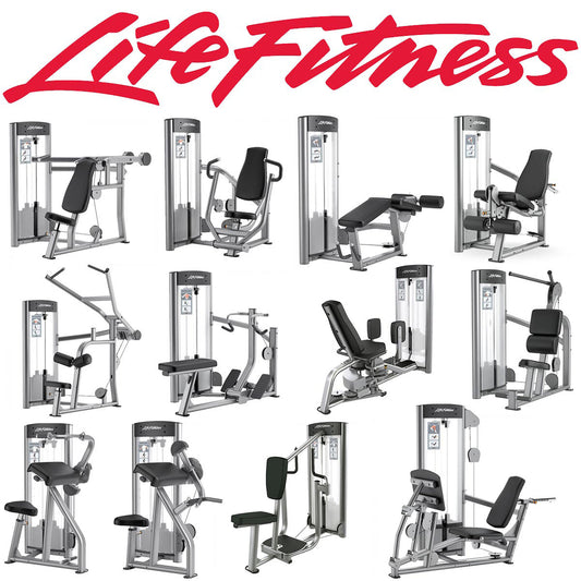 Life Fitness Optima Series - 12 Kraftgeräte im Set, 14 Trainingsstationen, Farbe Silber, gebraucht - überholter Zustand