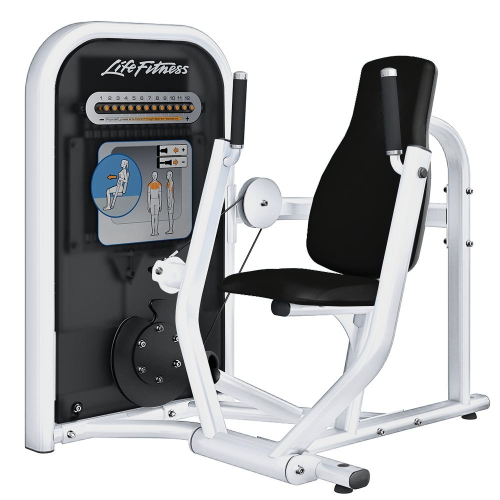 Life Fitness Brustpresse, Circuit Serie, Bankdrückmaschine, Chest Press, Rahmenfarbe Diamond White, 1 Jahr alt - NEUwertig