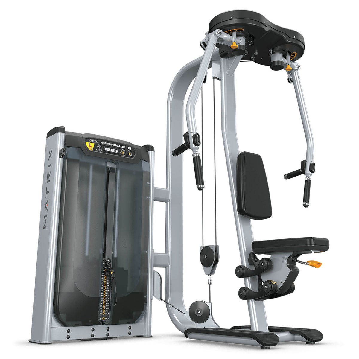 Matrix Ultra Pec Fly and Rear Delt G7-S22, Butterfly and Butterfly Reverse 2 in 1 combination machine, frame silver, used - refurbished condition