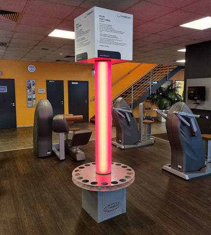 Milon 9er PREMIUM Kraft Zirkel, Baujahr 2017, Gehäuse in Anthrazit Stone, Polster Braun, inkl. LED Ampel, gebraucht, überholt und Neuwertig - Top Zustand