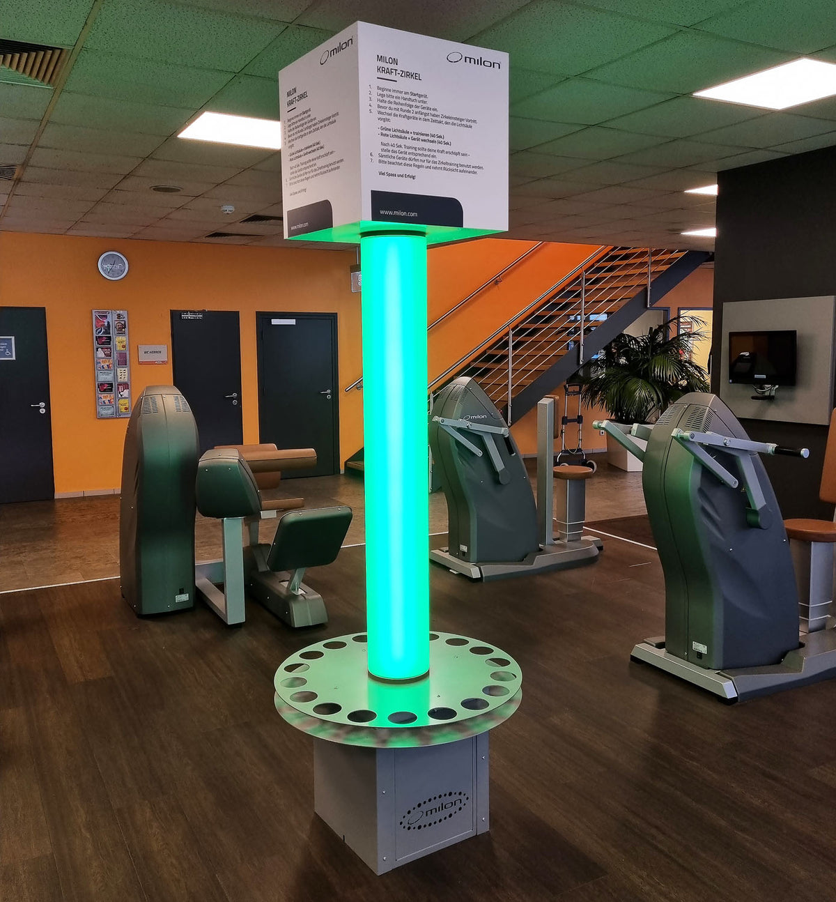 Milon 6er PREMIUM Kraft Zirkel, Baujahr 2017, Gehäuse in Anthrazit Stone, Polster Braun, inkl. LED Ampel, Top Zustand, gebraucht - überholt und Neuwertig