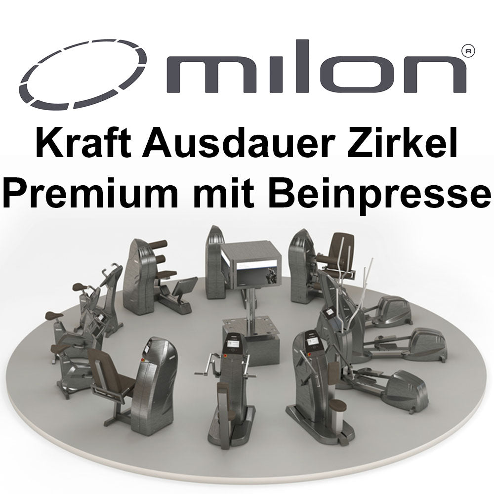 Milon PREMIUM Kraft-Ausdauer Zirkel mit BEINPRESSE in Carbon, Baujahr/Auslieferung 2016, inkl. TV Ampel, Polster Blau, gebraucht und generalüberholt - guter Zustand