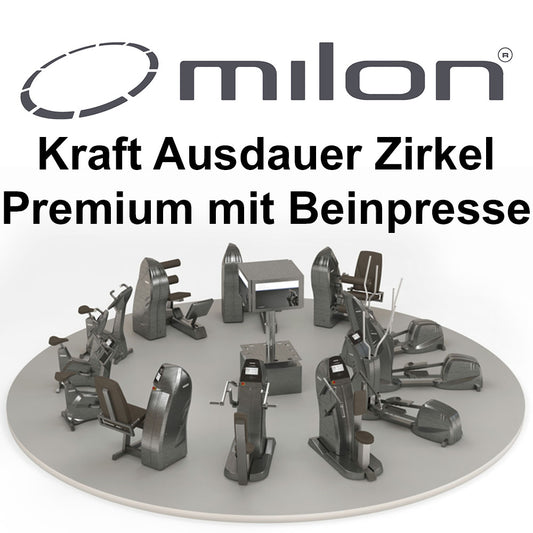 Milon PREMIUM Kraft-Ausdauer Zirkel mit BEINPRESSE in Carbon, Baujahr/Auslieferung 2016, inkl. TV Ampel, Polster Blau, gebraucht und generalüberholt - guter Zustand