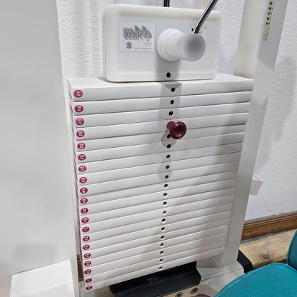 MKB Keller functional press, leg press adjustable sitting - lying, tilting gyroscope, 180kg weight block, color white, used - refurbished condition