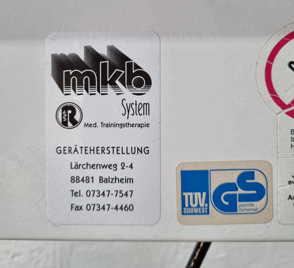 MKB Reha Funktionsstemme, verstellbare Beinpresse, Kippkreisel, MPG, Rahmenfarbe Weiß, gebraucht - überholter Zustand