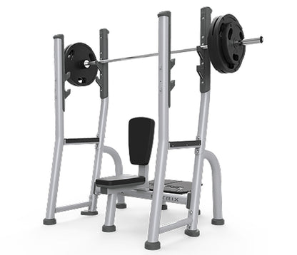 Matrix shoulder press bench, Magnum Olympic Shoulder Bench MG-A45, upholstery color black, frame color silver, used - refurbished condition