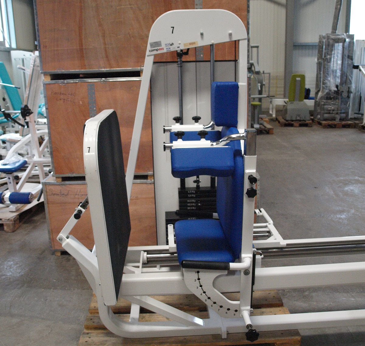 Proxomed Compass functional press, adjustable leg press, tilting gyroscope, MPG, frame color white, used - refurbished condition