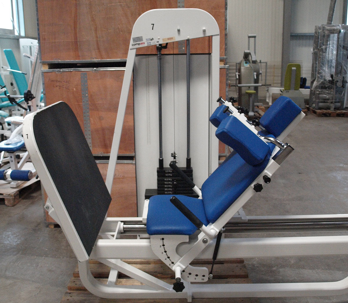 Proxomed Compass functional press, adjustable leg press, tilting gyroscope, MPG, frame color white, used - refurbished condition