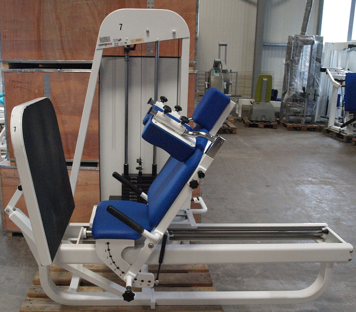 Proxomed Compass functional press, adjustable leg press, tilting gyroscope, MPG, frame color white, used - refurbished condition