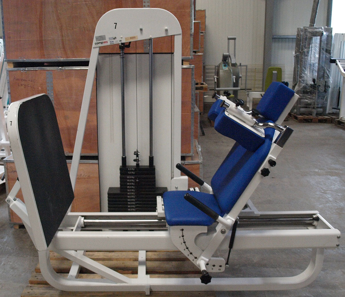 Proxomed Compass functional press, adjustable leg press, tilting gyroscope, MPG, frame color white, used - refurbished condition