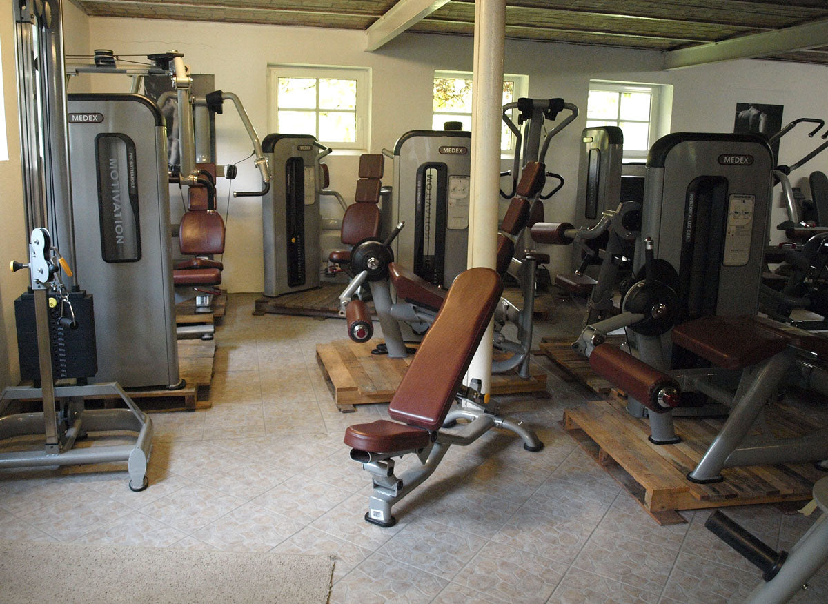 Complete gym equipment - equipment park with over 45 strength training machines - Danksport S-Line set with 45 fitness machines &amp; accessories, exhibition equipment comparable to Gym80, Nautilus, Star Trac or TechnoGym