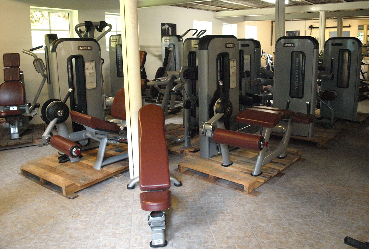 Complete gym equipment - equipment park with over 45 strength training machines - Danksport S-Line set with 45 fitness machines &amp; accessories, exhibition equipment comparable to Gym80, Nautilus, Star Trac or TechnoGym