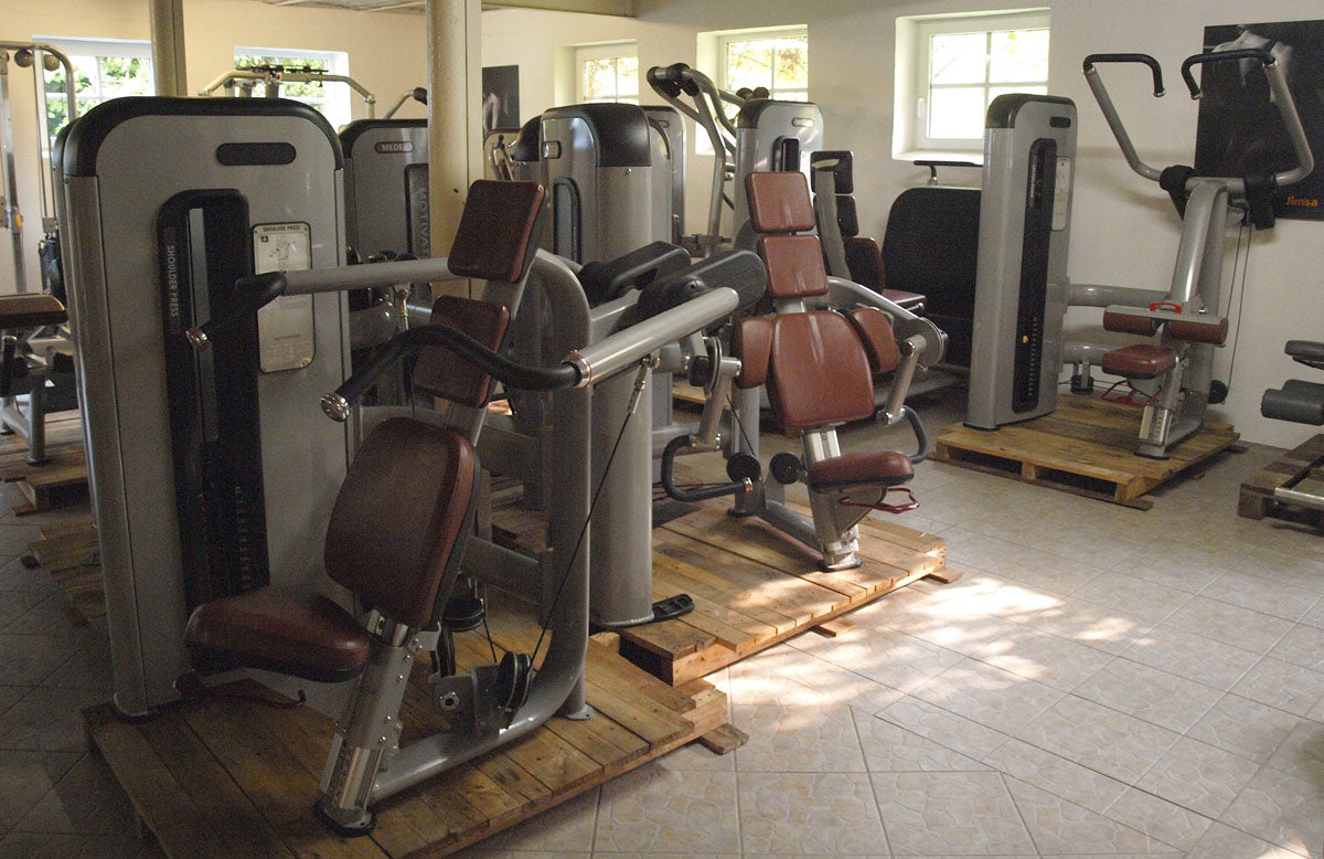 Complete gym equipment - equipment park with over 45 strength training machines - Danksport S-Line set with 45 fitness machines &amp; accessories, exhibition equipment comparable to Gym80, Nautilus, Star Trac or TechnoGym