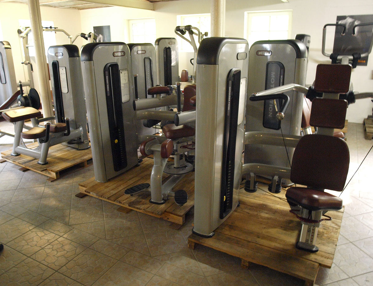 Complete gym equipment - equipment park with over 45 strength training machines - Danksport S-Line set with 45 fitness machines &amp; accessories, exhibition equipment comparable to Gym80, Nautilus, Star Trac or TechnoGym