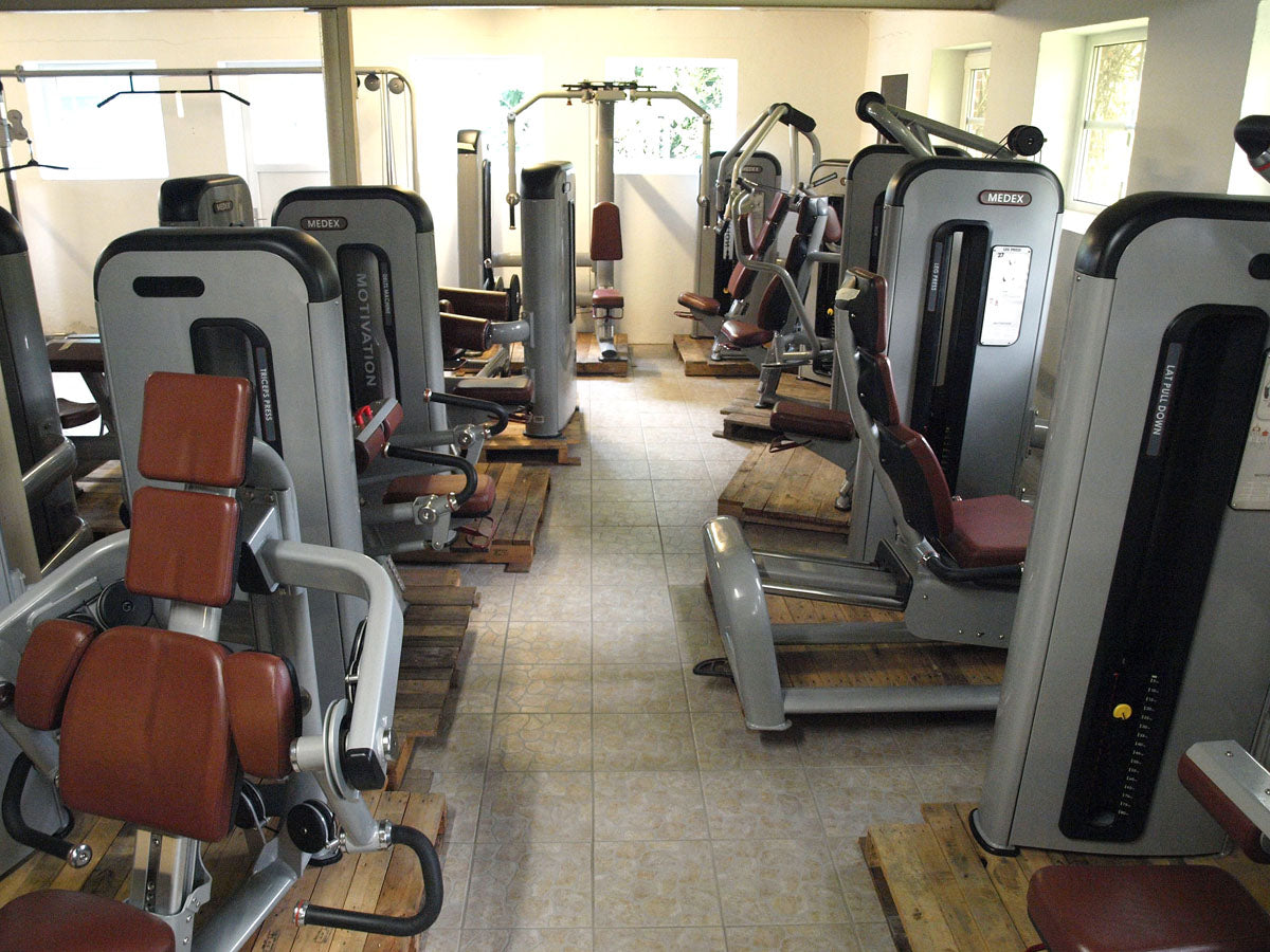 Complete gym equipment - equipment park with over 45 strength training machines - Danksport S-Line set with 45 fitness machines &amp; accessories, exhibition equipment comparable to Gym80, Nautilus, Star Trac or TechnoGym