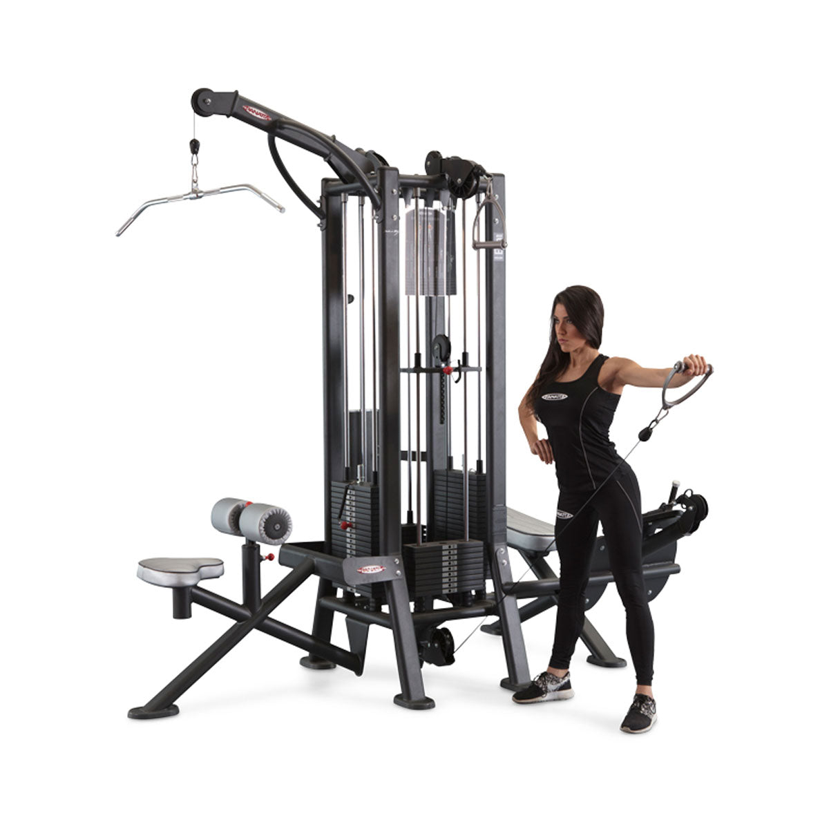 Panatta 5 Station Tower with Cable Crossover - Jungle Machine + Cable Station with Connection Bar - 5 Stack Multi Function Tower, frame color silver, used - tested condition
