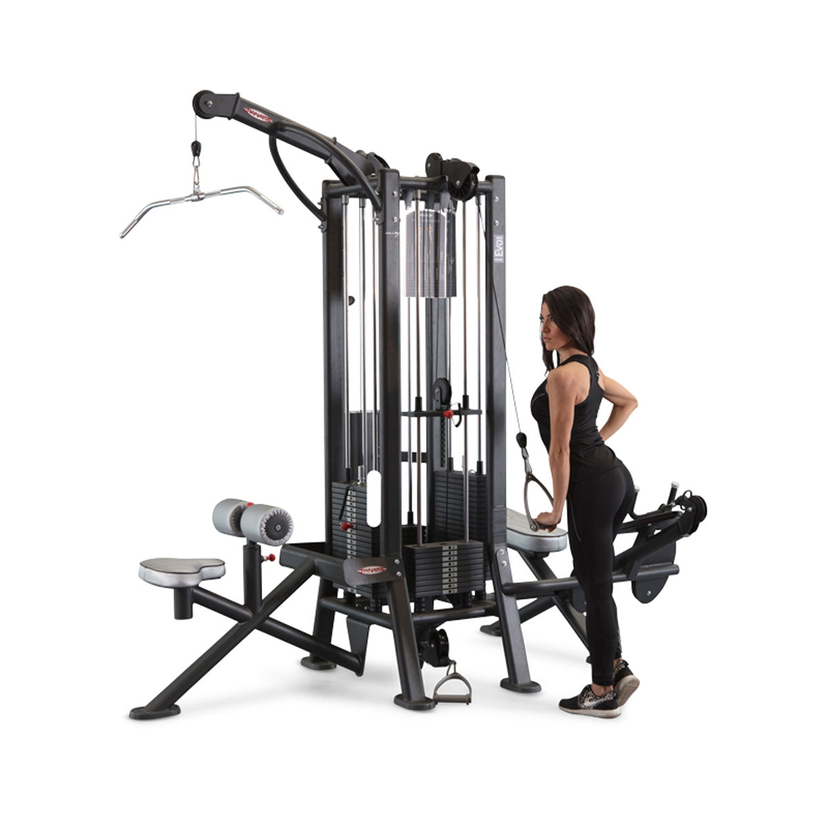 Panatta 5 Station Tower with Cable Crossover - Jungle Machine + Cable Station with Connection Bar - 5 Stack Multi Function Tower, frame color silver, used - tested condition