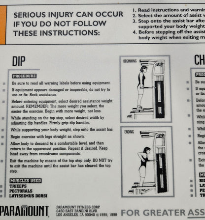 Paramount Chin-Dip Model PL4000 - Dip-Klimmzugmaschine mit Gewichtsunterstützung, Made in USA, gebraucht - geprüfter Zustand