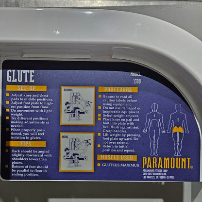Paramount Glute Model 1300 - Gluteusmaschine Kick, Glute Radial Pomaschine, Made in USA, Farbe Weiß, gebraucht - geprüfter Zustand