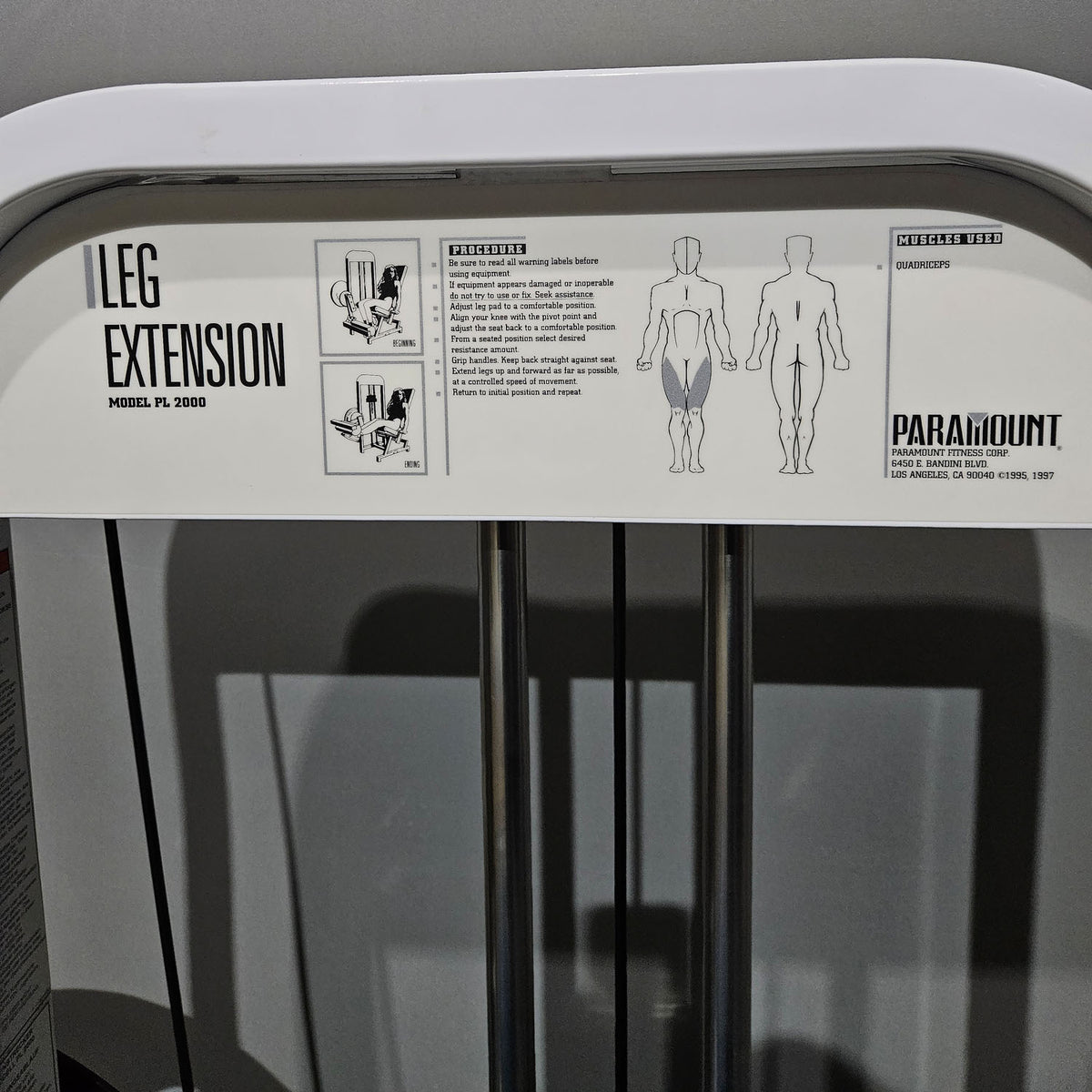 Paramount Leg Extension Model PL 2000 - Beinstrecker, Kniestrecker, Made in USA, Farbe Weiß, gebraucht - geprüfter Zustand