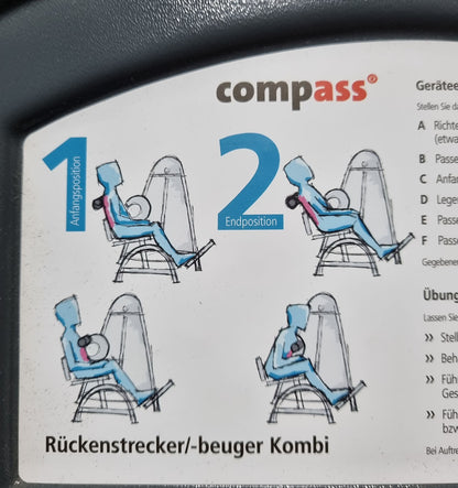 Proxomed Rückenstrecker-beuger Kombi Compass 530, Hyperextension und Bauchmaschine 2 in 1 Kombigerät, MPG, Reha, Rahmenfarbe Silber, gebraucht - überholter Zustand