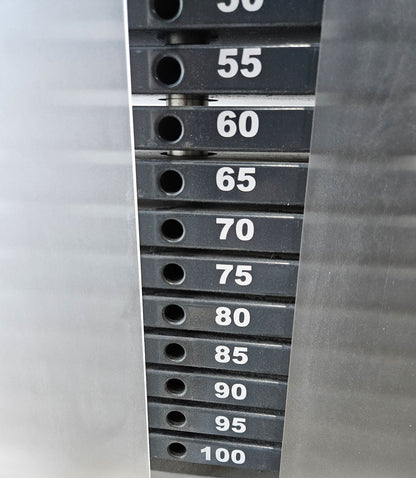 Proxowell bzw Proxomed Rückenflexion, Bauchmaschine, Rückenbeuger, Abdominal Crunch, 100kg Gewichtsblock, Compass bzw C-Well Serie, Rahmenfarbe Silber, gebraucht - überholter Zustand