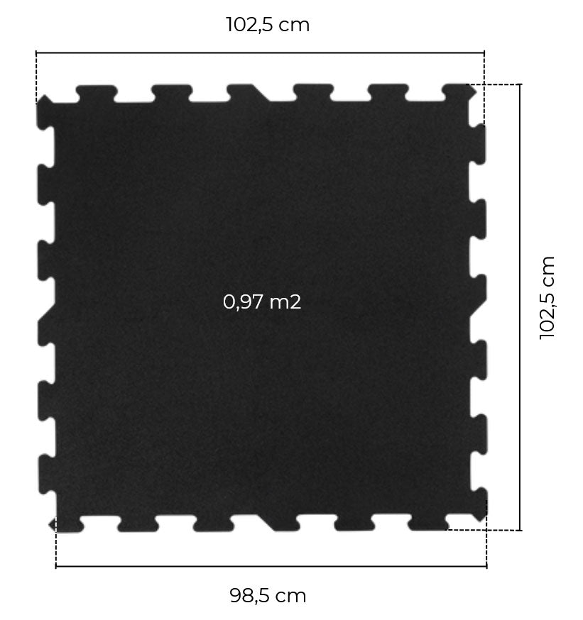 Sportboden aus Gummi, Puzzle Elemente, 15mm Stärke, Fitnessmatten, Fitnessboden, Bodenschutzmatten, Farbe Schwarz - NEU