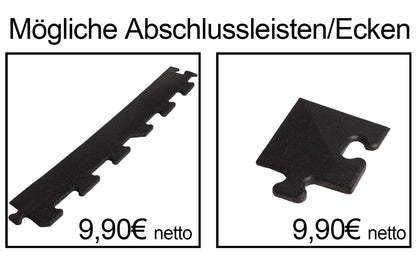 Sportboden aus Gummi, Puzzle Elemente, 10mm Stärke, Fitnessmatten, Fitnessboden, Bodenschutzmatten, Farbe Schwarz - NEU