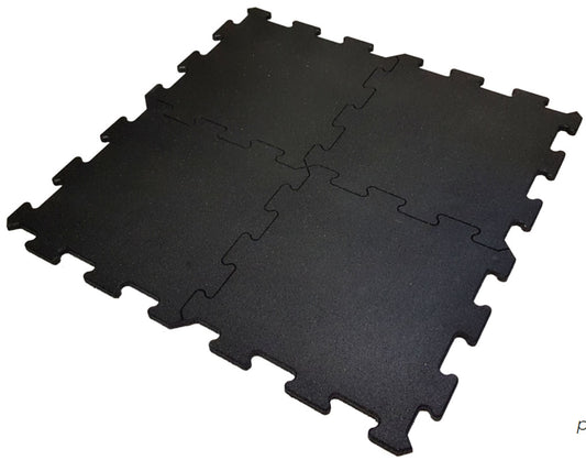 Sportboden aus Gummi, Puzzle Elemente, 15mm Stärke, Fitnessmatten, Fitnessboden, Bodenschutzmatten, Farbe Schwarz - NEU