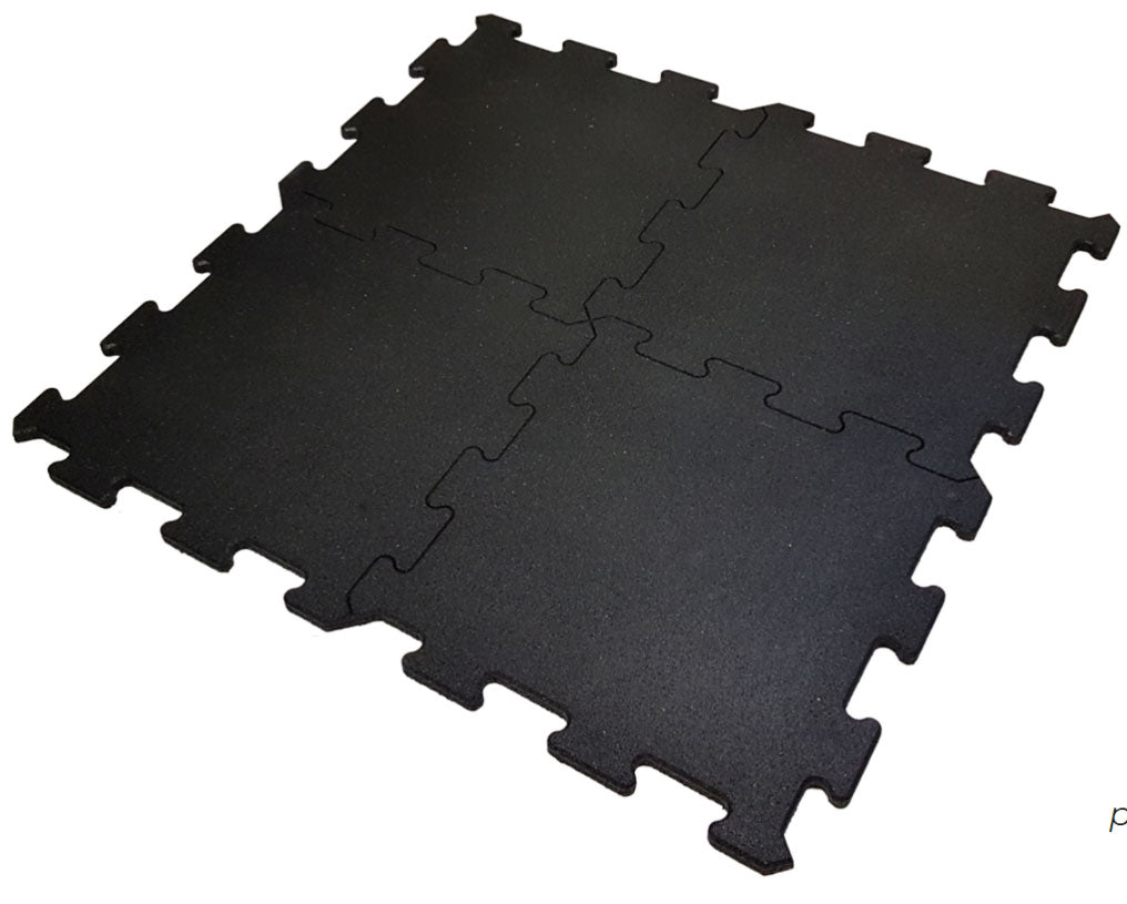 Sportboden aus Gummi, Puzzle Elemente, 10mm Stärke, Fitnessmatten, Fitnessboden, Bodenschutzmatten, Farbe Schwarz - NEU