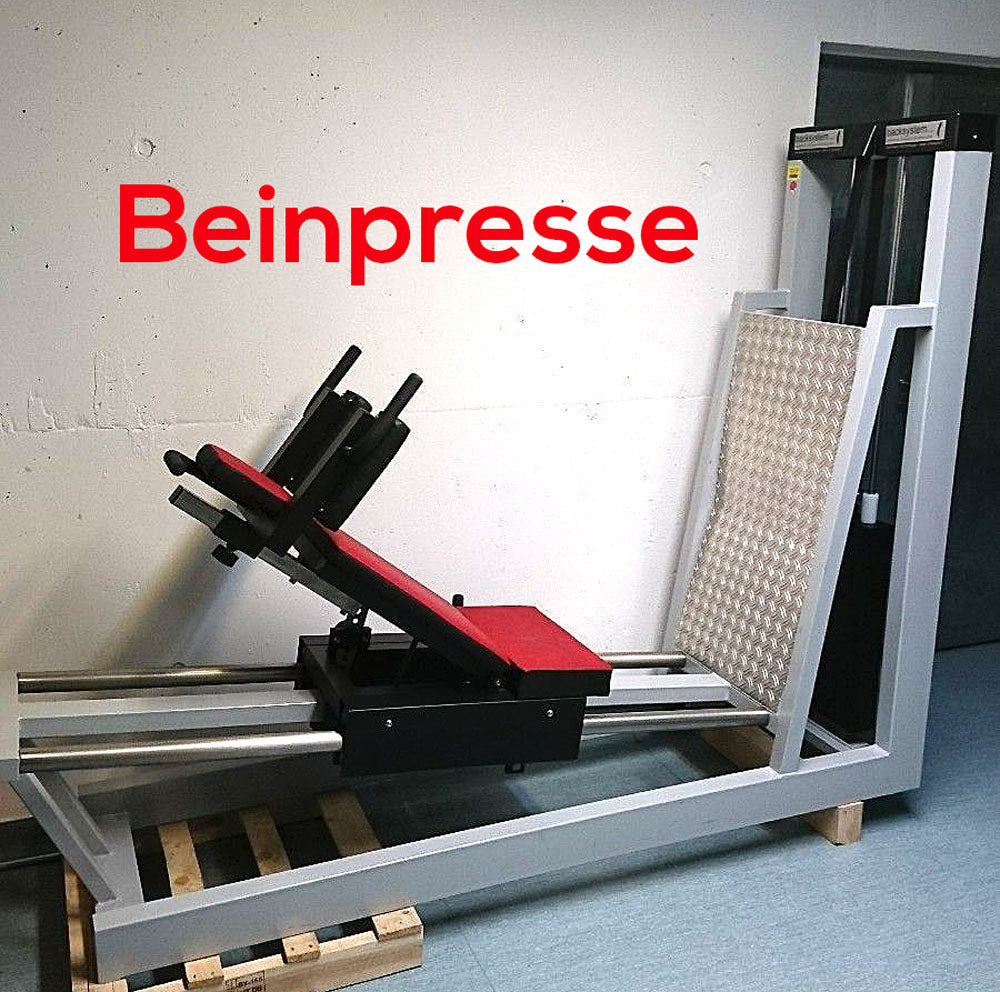 Leg press, adjustable backrest, large footplate, rehabilitation and physiotherapy, used - refurbished condition