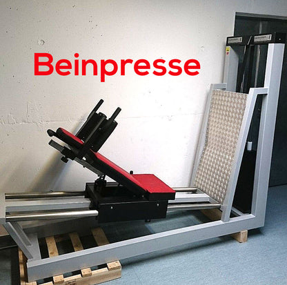 Leg press, adjustable backrest, large footplate, rehabilitation and physiotherapy, used - refurbished condition