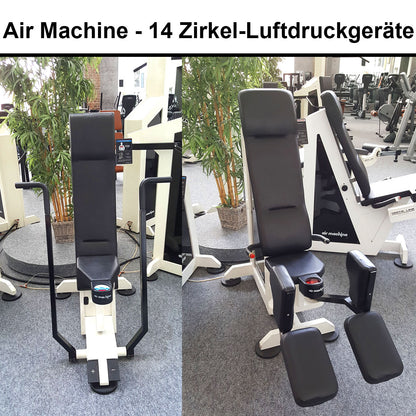 Air Machine Circuit, 14 fitness devices with resistance via air pressure including compressor, similar to hydraulics, used at a special price