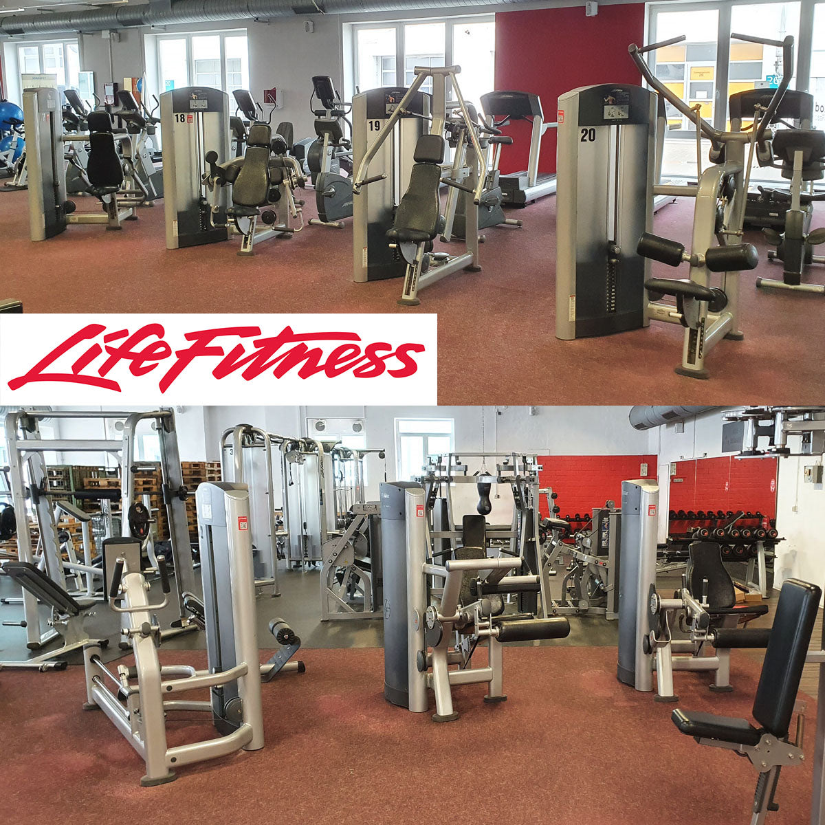Life Fitness Set 19 Kraftgeräte, Signature und Pro2 Serie, Rahmen Silber, Polster Schwarz, gebraucht - überholter Zustand
