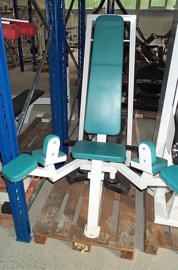 Adduktorenmaschine, Competition Line, 75kg Steckgewichte, Weiß, gebraucht mit Gebrauchsspuren