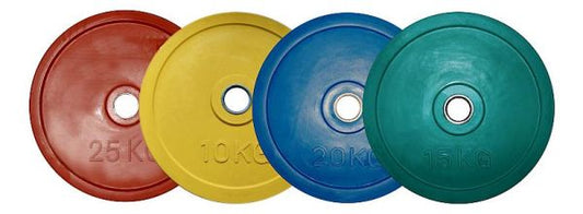 Weight plates, rubberized, 50 mm, various colors