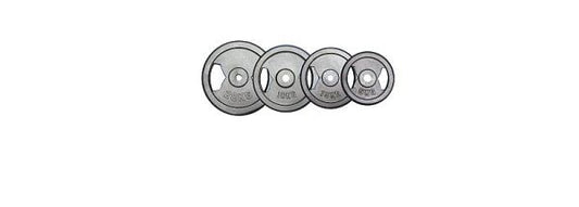 Cast iron weight plates, 30mm hole, black with grip