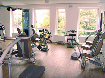 TechnoGym Easy Line Zirkel, 8 Geräte, Gestelle silbergrau, Polster braun, gebraucht