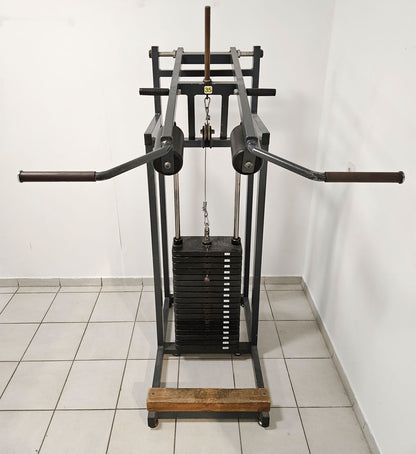 Wadenmaschine stehend, 180kg Steckgewichte + Aufnahme für Hantelscheiben, Oldschool Bodybuilding Kraftgerät, gebraucht mit Gebrauchsspuren